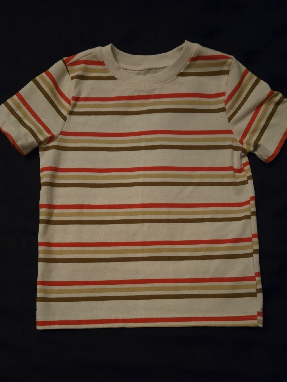 New No Tag Garanimals Cream Tee with Red/Orange & Brown Stripes